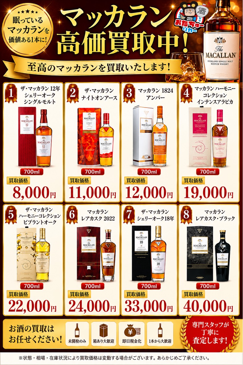 山形 ウイスキー高価買取中 マッカラン